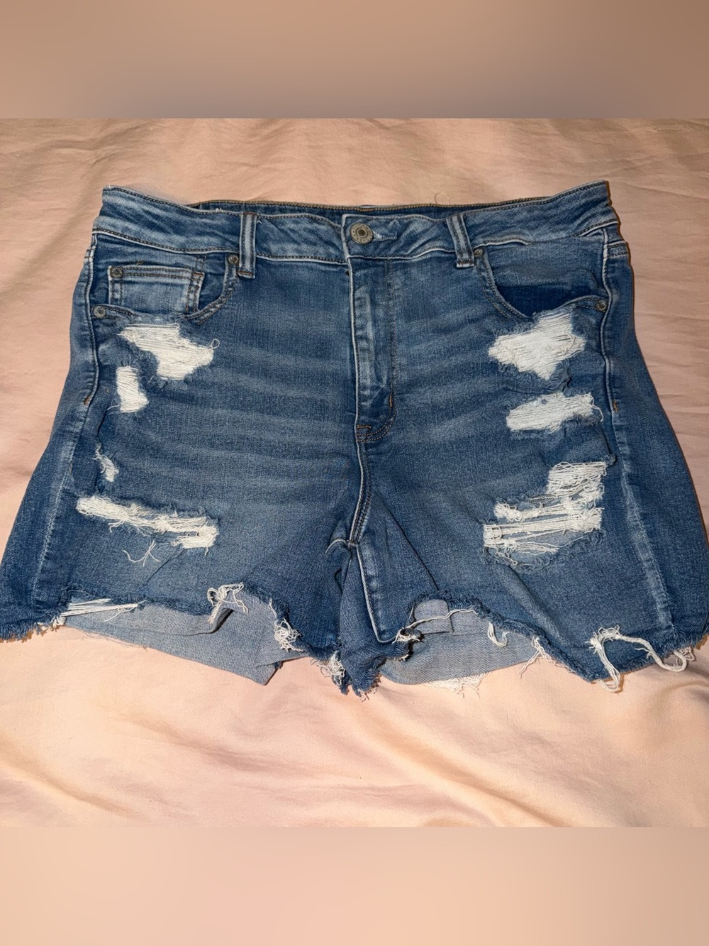 American Eagle Outfitters Distressed Blue Denim Shorts